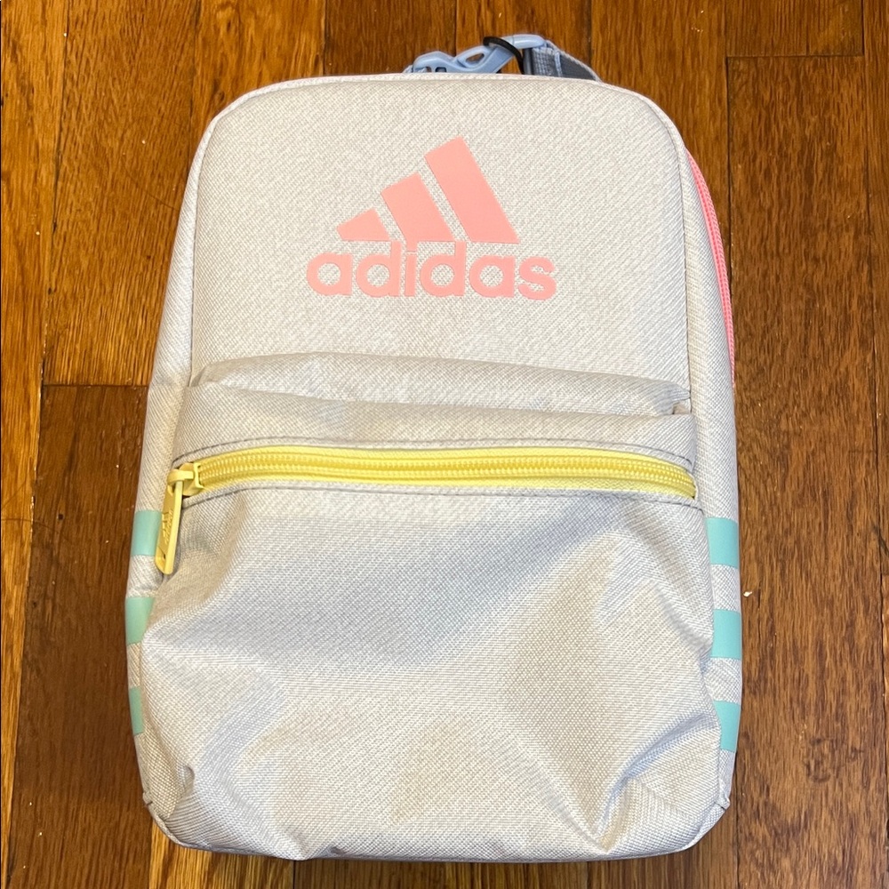 Adidas Kids' Gray Lunchbag with Pink, Teal and Yellow Accents